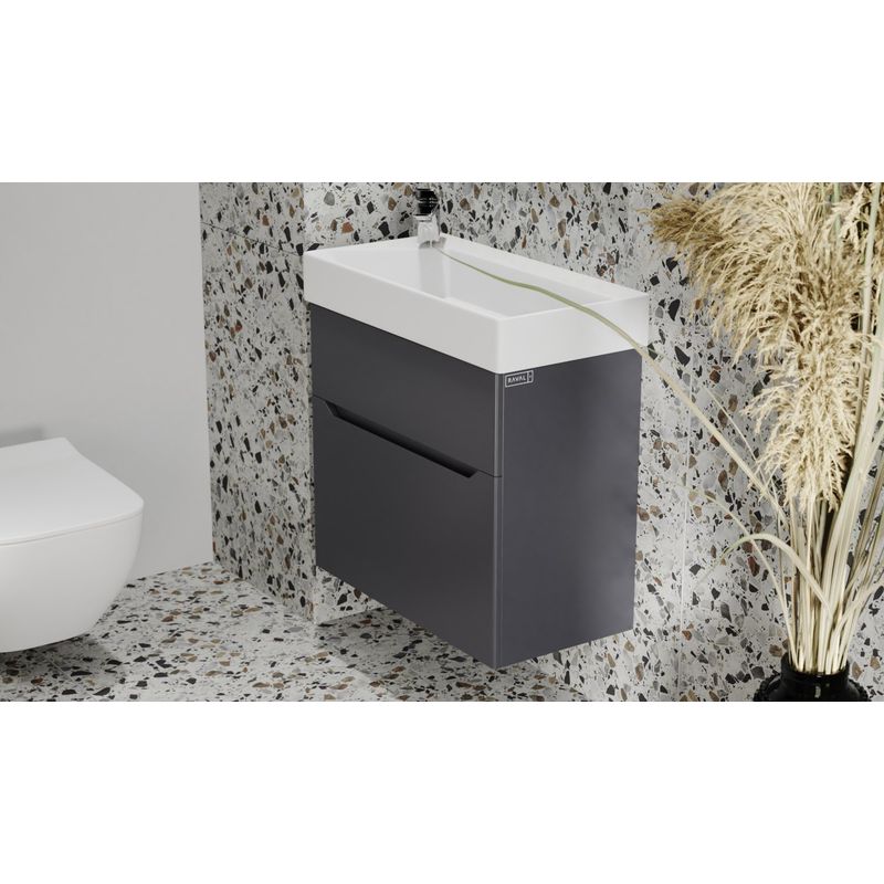 Тумба под раковину Raval Brik 55 подвесная Brk.01.55/P/A/RL антрацит