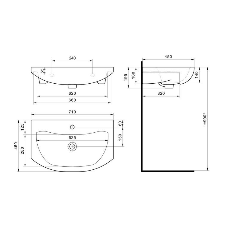 Раковина Santek Балтика 70 см / 1.WH20.7.776