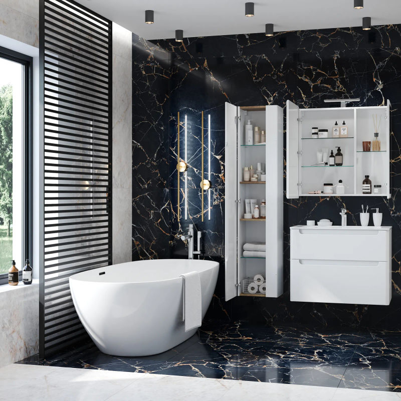 Шкаф с зеркалом для ванной BRIZ Эстель 80 221 02-28080-00 00 БЕЛ