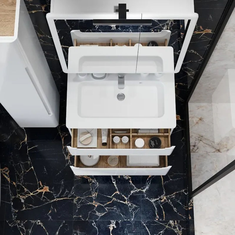 Тумба с раковиной BRIZ Эстель 80 подвесная + Прато / 221 03-18080-16 00 БЕЛ