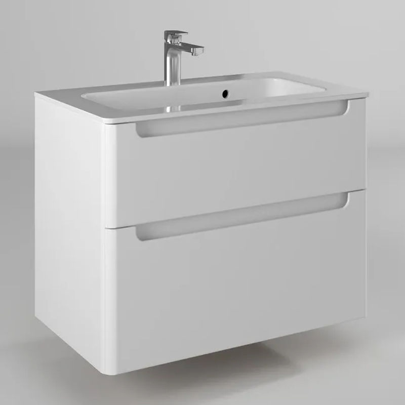 Тумба с раковиной BRIZ Эстель 80 подвесная + Прато / 221 03-18080-16 00 БЕЛ