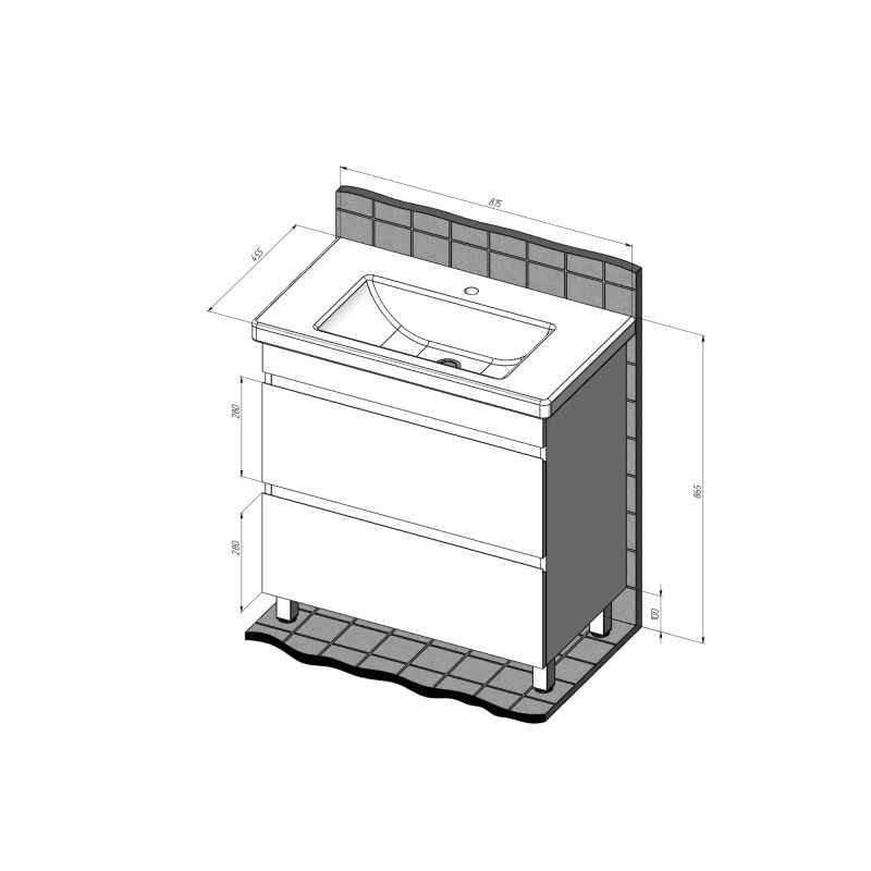 Тумба с раковиной BRIZ Элен классик 80 + Фостер / 227 03-08080-06 00 БЕЛ
