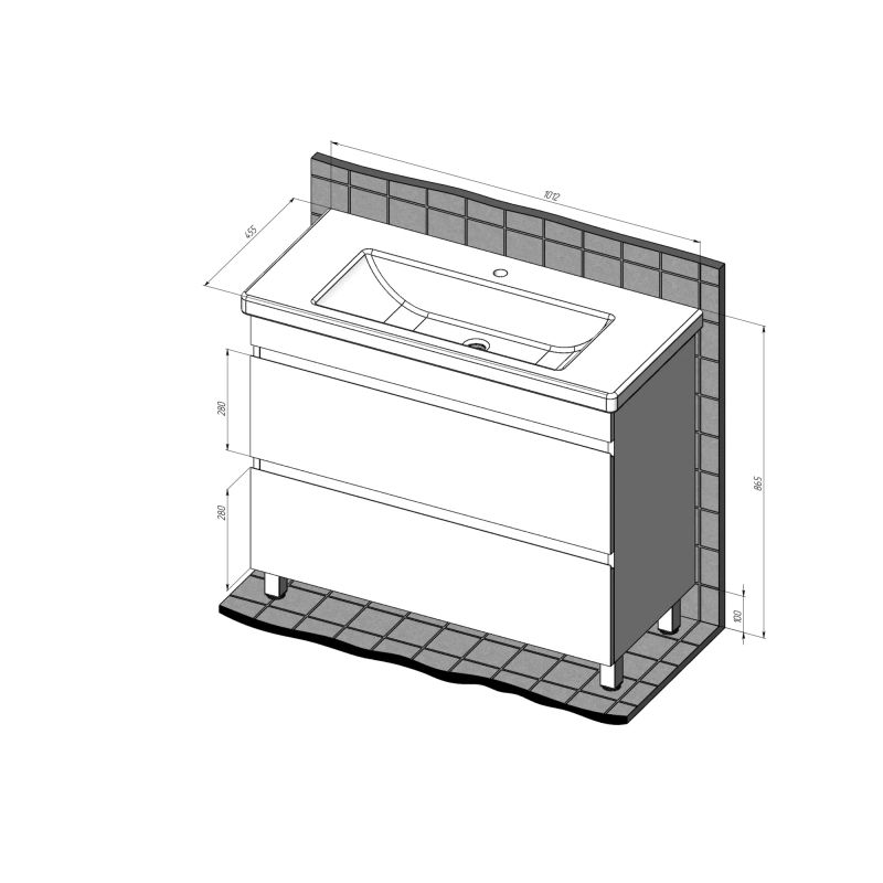 Тумба с раковиной BRIZ Элен классик 100 + Фостер / 227 03-08100-06 00 БЕЛ