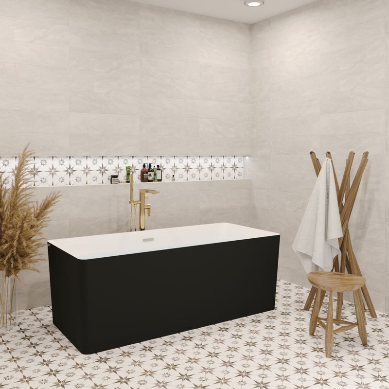 Акриловая ванна Wellsee Pure BY Wellsee 230703003 166×77 см цвет чаши ванны белый глянец (стенки матовые черные)