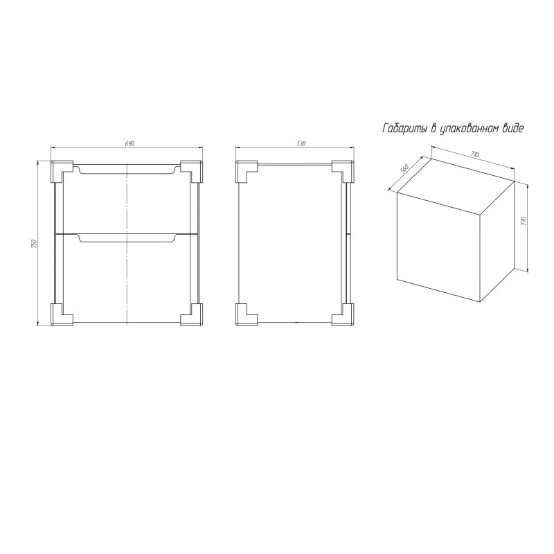Тумба с раковиной BRIZ Альби 75 + Дуглас / 235 03-08075-14 00 БЕЛ
