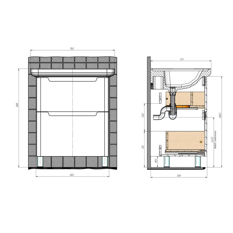 Тумба с раковиной BRIZ Альби 75 + Дуглас / 235 03-08075-14 00 БЕЛ