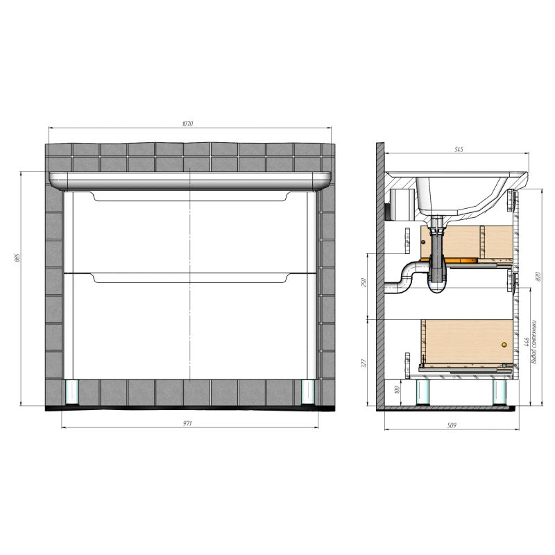 Тумба с раковиной BRIZ Альби 105 + Дуглас / 235 03-08105-14 00 БЕЛ