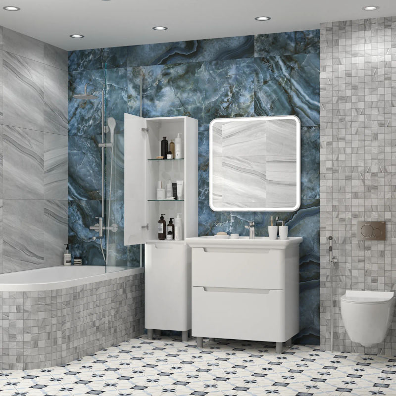 Шкаф-пенал для ванной BRIZ Альби 40 с б/к правый / 235 04-00к40-00 02 БЕЛ