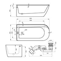 Акриловая ванна Wellsee Camellia 236101002 167×82 см (левая) цвет белый глянец отдельностоящая — 5