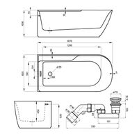 Акриловая ванна Wellsee Camellia 20 236201003 167×82 см (левая) цвет белый глянец отдельностоящая — 5