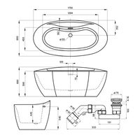 Акриловая ванна Wellsee L’aster 236301001 175×85 см цвет белый глянец отдельностоящая — 5