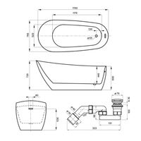 Акриловая ванна Wellsee Paradise Story 236601001 170×76,5 см цвет белый глянец отдельностоящая — 4