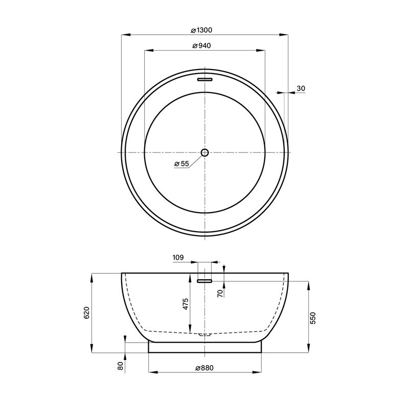 Акриловая ванна Wellsee Crêpe de France 236701004 130×130 см цвет белый глянец отдельностоящая
