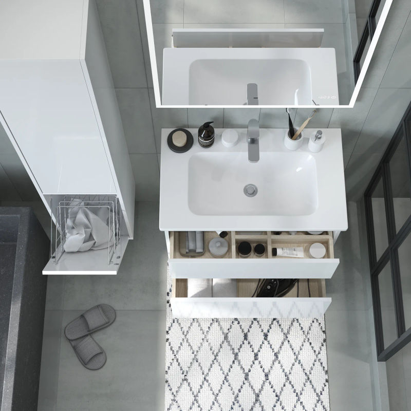 Шкаф-пенал для ванной BRIZ Монца 35 с б/к правый / 237 04-06к35-00 02 БЕЛ