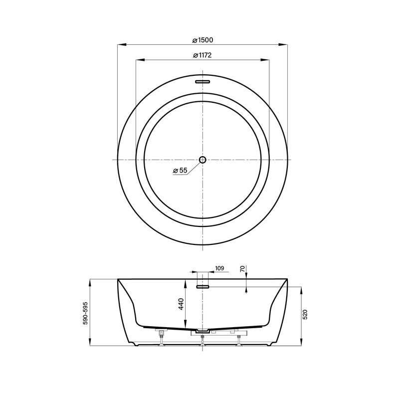 Акриловая ванна Wellsee Pour Plus 237101004 150×150 см цвет белый глянец отдельностоящая