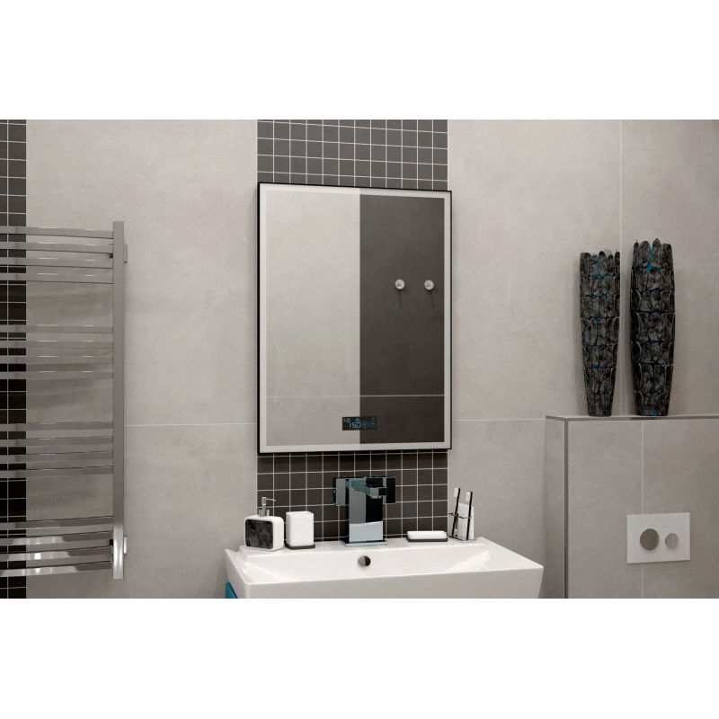 Зеркало BRIZ Берн 60×80 с подсветкой, подогревом и часами / 238 01-47060-00 00