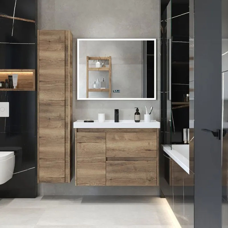 Тумба с раковиной BRIZ Берн 90 + Грэйс / 238 03-20090-15 00 ВЕЛ дуб веллингтон табак