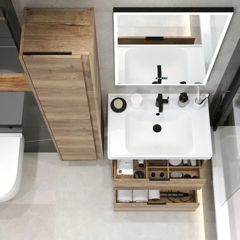 Шкаф-пенал для ванной BRIZ Берн 35 универсальный / 238 04-00035-00 00 ВЕЛ дуб веллингтон табак