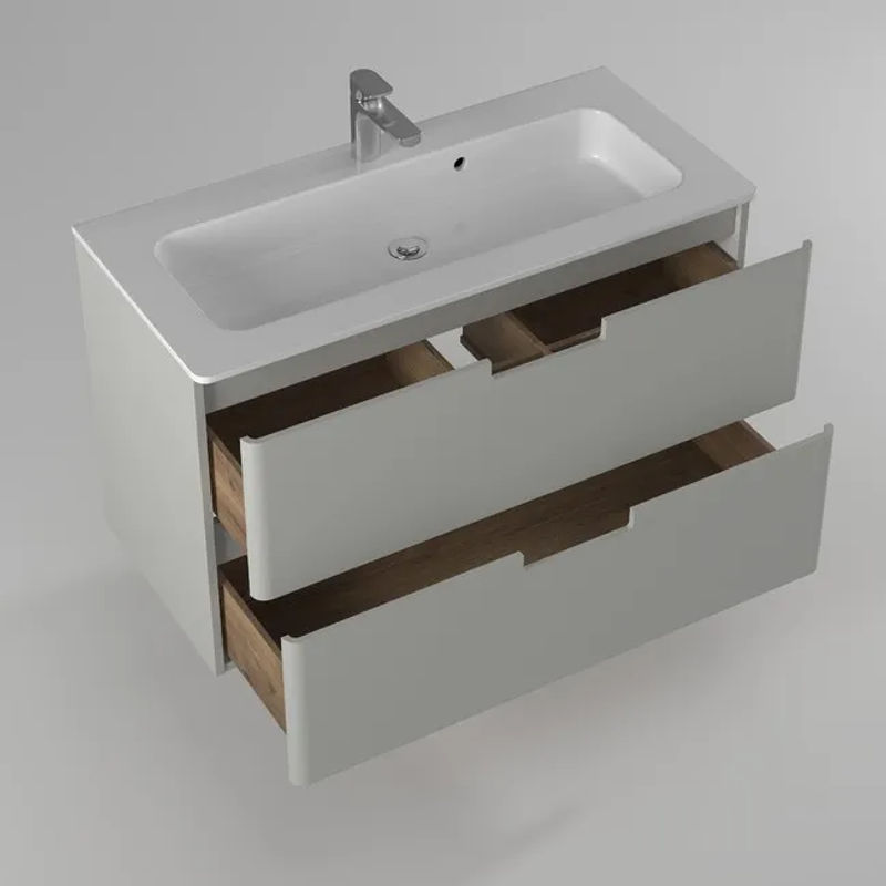 Тумба с раковиной BRIZ Прато Лайт 100 + Прато / 240 03-18100-16 00 ЛТ светло-серый матовый