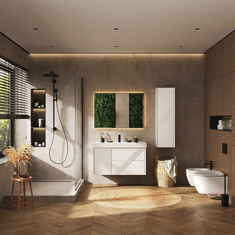 Зеркало BRIZ Кодэ 100×70 с подсветкой ореол и подогревом / 243 01-54100-00 00 (темно-серый матовый)