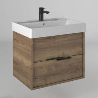 Тумба с раковиной BRIZ Тесо 65 подвесная + Вилис / 243 03-18065-17 00 ВЕЛ дуб веллингтон табак — 1