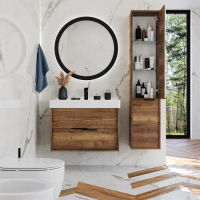 Тумба с раковиной BRIZ Тесо 65 подвесная + Вилис / 243 03-18065-17 00 ВЕЛ дуб веллингтон табак — 3