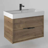 Тумба с раковиной BRIZ Тесо 80 подвесная + Вилис / 243 03-18080-17 00 ВЕЛ дуб веллингтон табак — 1