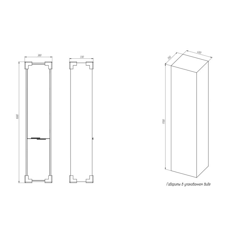 Шкаф-пенал для ванной BRIZ Тесо 35 с б/к правый / 243 04-06к35-00 02 ВЕЛ дуб веллингтон табак