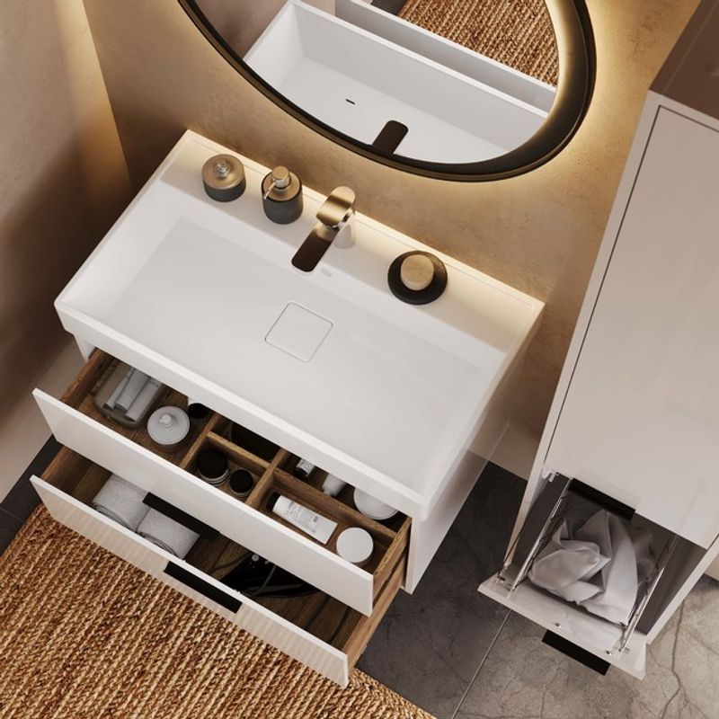 Тумба с раковиной BRIZ Сохо 65 подвесная + Вилис / 244 03-18065-17 00 БЕЛ