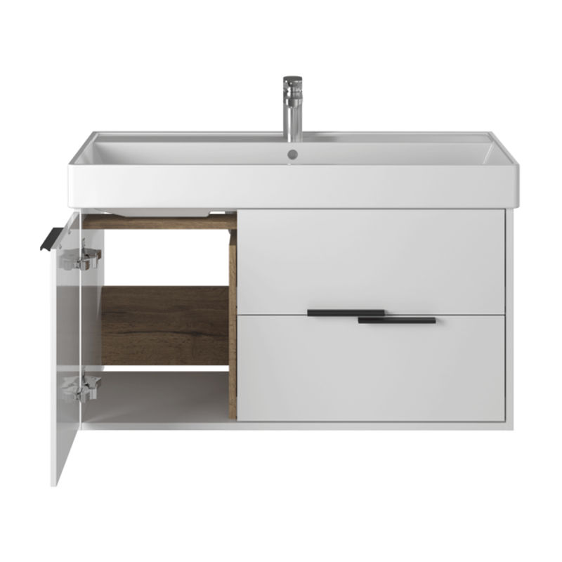 Тумба с раковиной BRIZ Сохо 100 подвесная + Вилис / 244 03-20100-17 00 БЕЛ