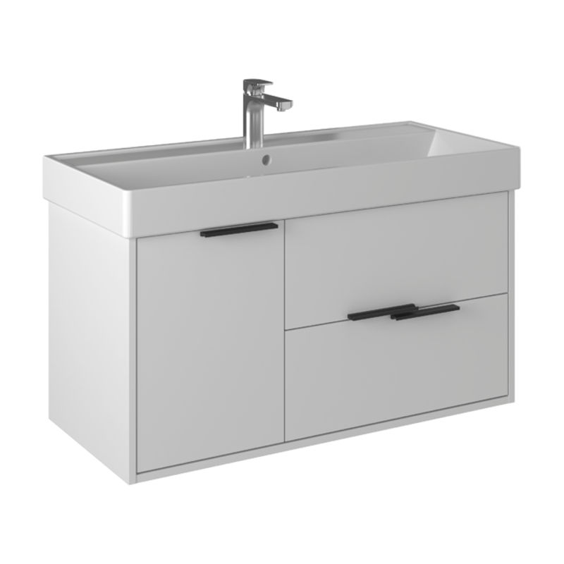 Тумба с раковиной BRIZ Сохо 100 подвесная + Вилис / 244 03-20100-17 00 БЕЛ