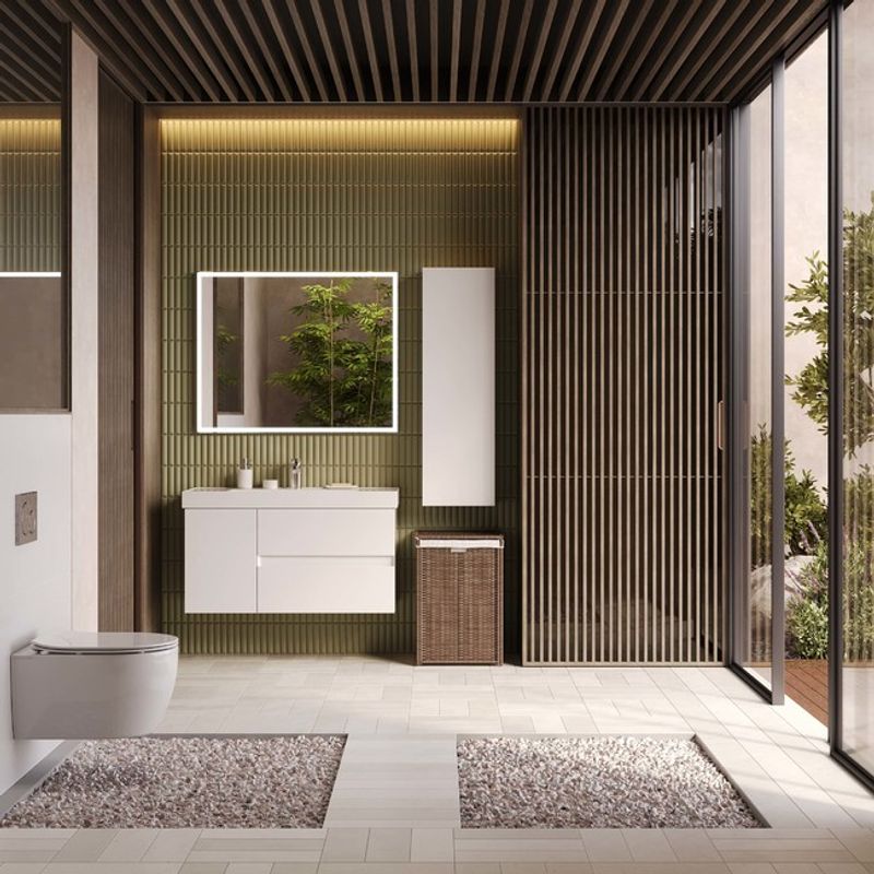 Тумба с раковиной BRIZ Импрэс 100 + Грэмми / 245 03-20100-19 00 БЕЛ