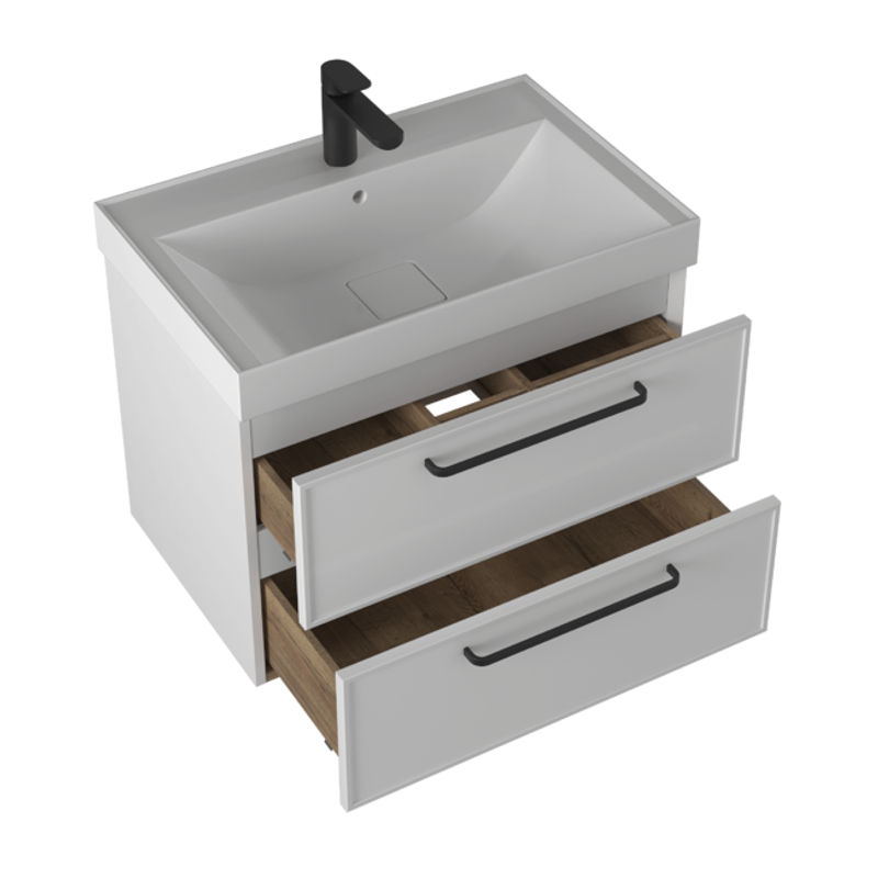 Тумба с раковиной BRIZ Кватро 70 + Грэмми / 246 03-18070-19 00 БЕЛ белый матовый