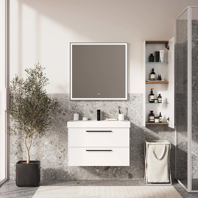 Тумба с раковиной BRIZ Кватро 70 + Грэмми / 246 03-18070-19 00 БЕЛ белый матовый