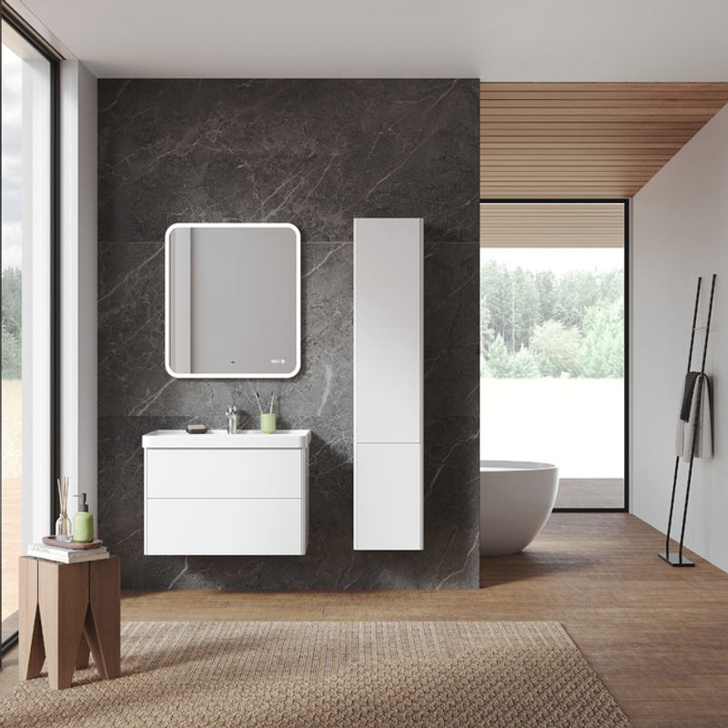 Тумба с раковиной BRIZ Сенсе 80 подвесная + Beauty clik-clak / 248 03-18080-20 00 БЕЛ