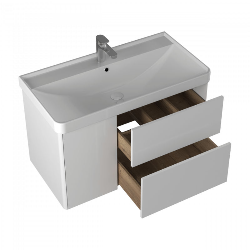 Тумба с раковиной BRIZ Сенсе 90 подвесная + Beauty clik-clak/ 248 03-20090-20 00 БЕЛ