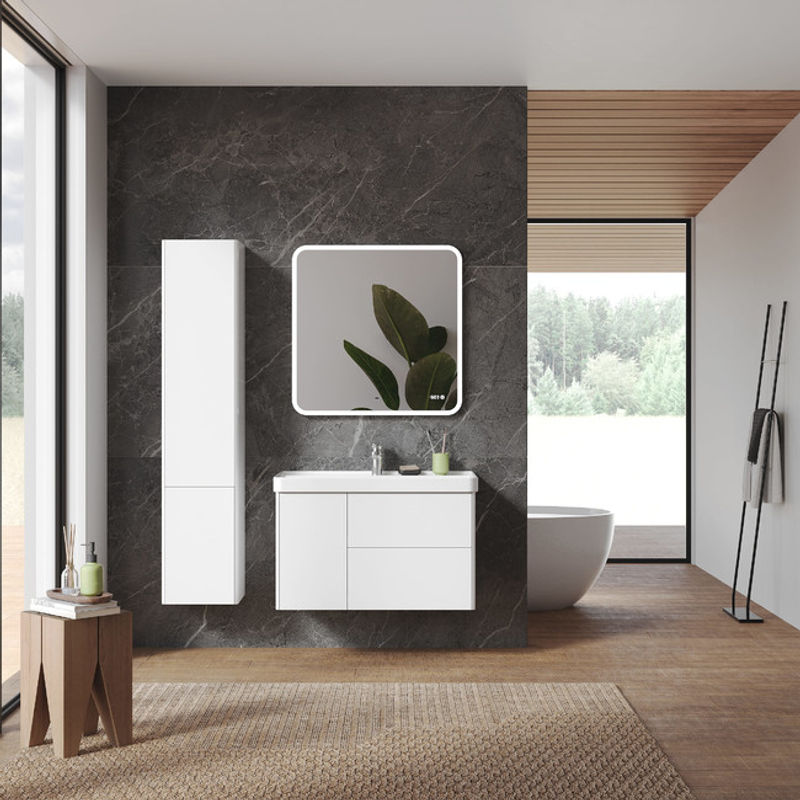 Тумба с раковиной BRIZ Сенсе 90 подвесная + Beauty clik-clak/ 248 03-20090-20 00 БЕЛ