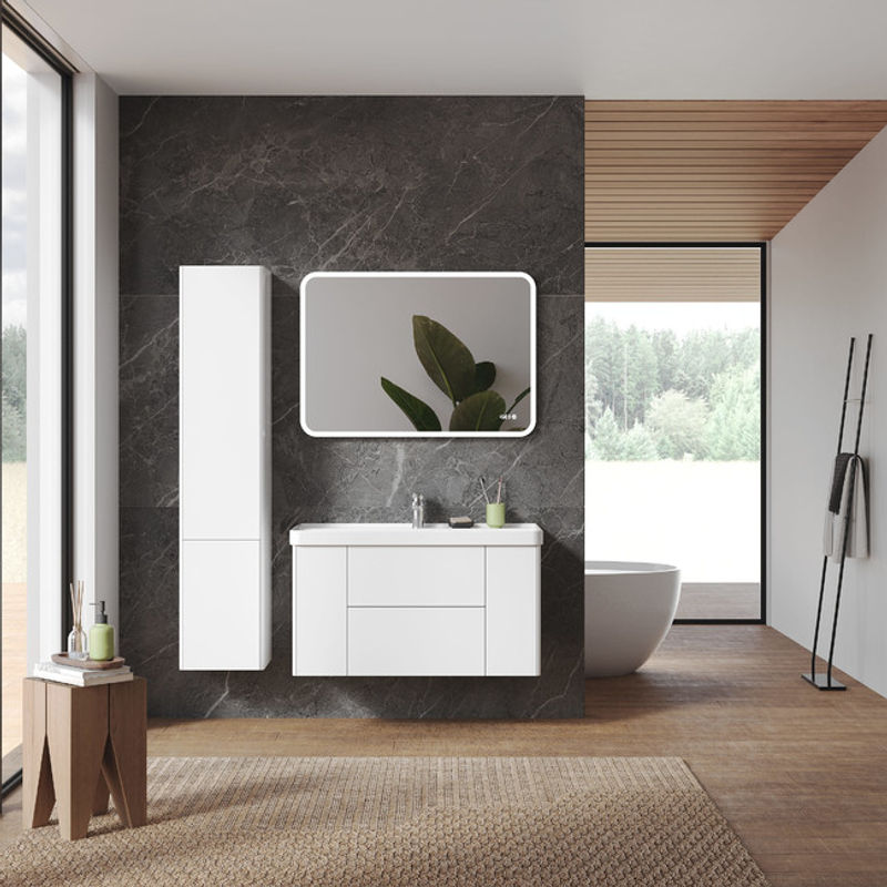 Тумба подвесная BRIZ Сенсе 100 с умывальником Beauty + clik-clak