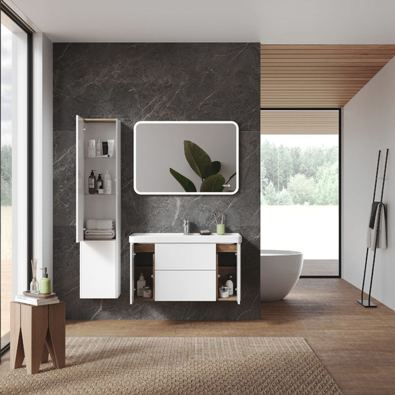 Тумба подвесная BRIZ Сенсе 100 с умывальником Beauty + clik-clak