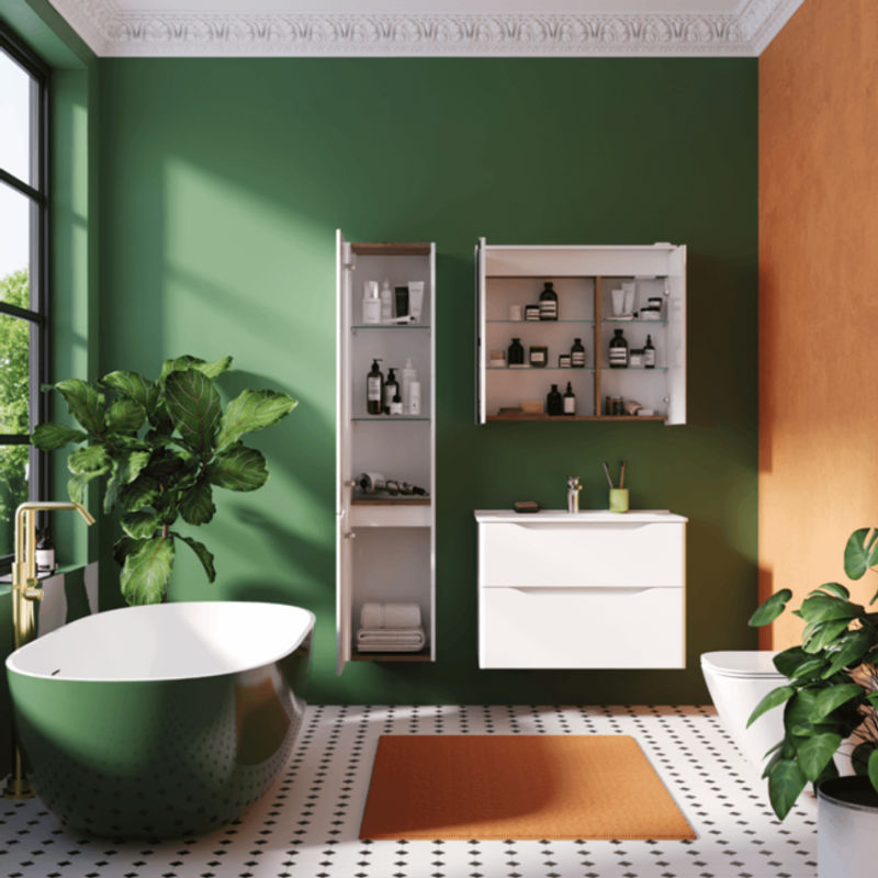 Шкаф с зеркалом для ванной BRIZ Равенна 80 с подстветкой / 250 02-28080-00 00 БЕЛ