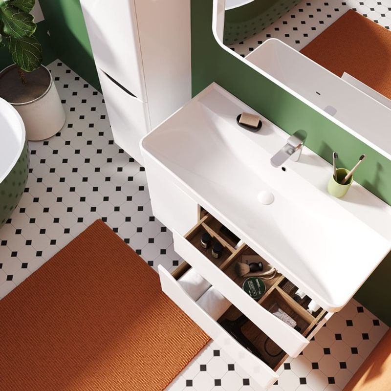 Тумба с раковиной BRIZ Равенна 100 + Beauty clik-clak / 250 03-20100-20 00 БЕЛ