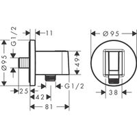 Шланговое подключение HansGrohe FexFit S с обратным клапаном / 26888000 хром (аналог 26487000) — 2
