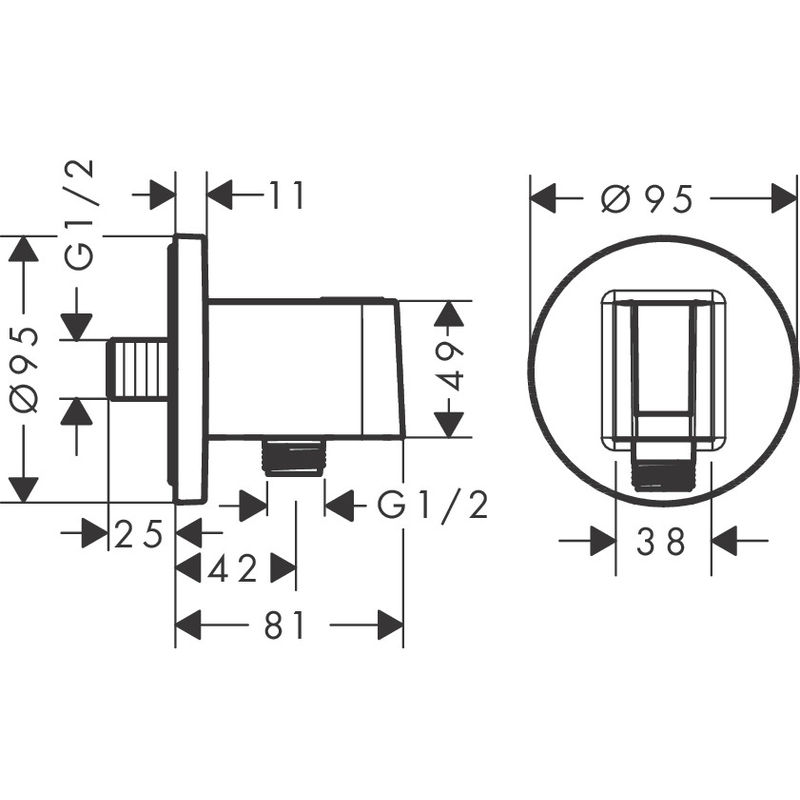 Шланговое подключение HansGrohe FexFit S с обратным клапаном / 26888000 хром (аналог 26487000)