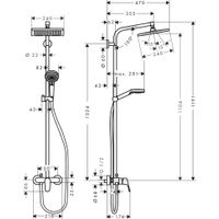 Душевая система Hansgrohe Crometta E Showerpipe 240 1jet 27284000 хром — 2
