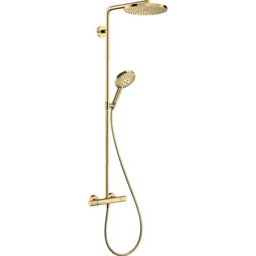 Душевая система Hansgrohe RainDance Showerpipe 240 1jet 27633990 Polished Gold Optic с термостатом