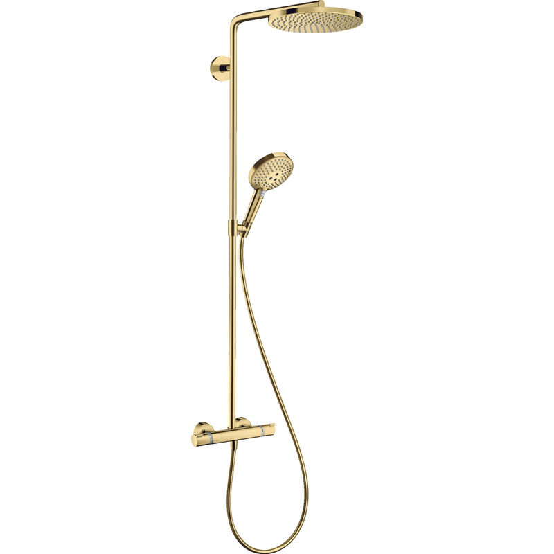 Душевая система Hansgrohe RainDance Showerpipe 240 1jet 27633990 Polished Gold Optic с термостатом