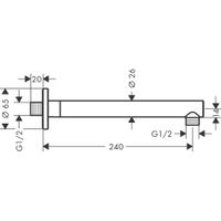 Кронштейн для верхнего душа Hansgrohe Vernis Blend 24 см 27809670 матовый черный — 2