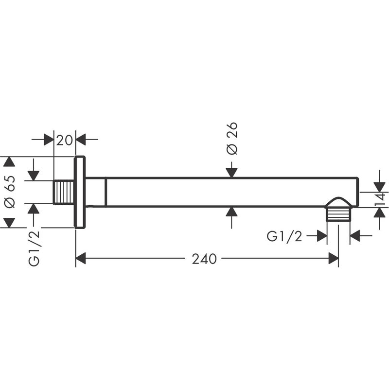 Кронштейн для верхнего душа Hansgrohe Vernis Blend 24 см 27809670 матовый черный