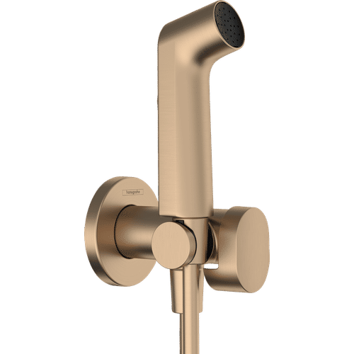 Встраиваемый гигиенический душ Hansgrohe Bidette 1jet S EcoSmart+ со шлангом 125 см и держателем / 29232700 Brushed Bronze