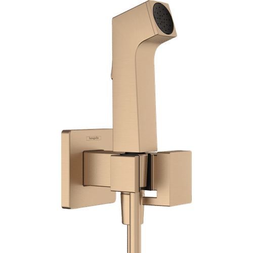 Встраиваемый гигиенический душ Hansgrohe Bidette 1jet E EcoSmart+ со шлангом 125 см и держателем / 29233140 шлифованная бронза
